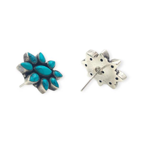 Adorable 925 Sterling Silver Flower Shape Tops with Amazing Sky-Blue Stone's for Ladies